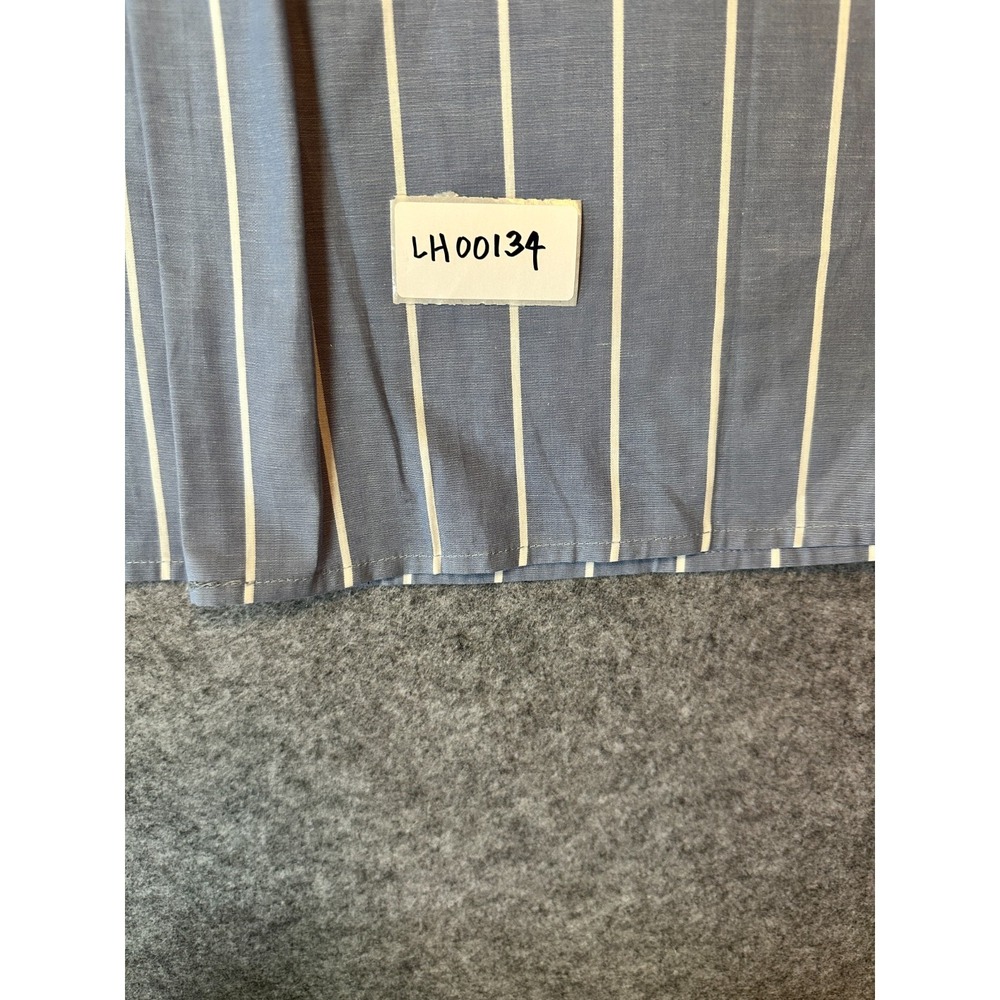 Bwear Shirt Womens L Blue Striped Cropped Back Roll Tab Sleeve Button Up - Picture 6 of 6